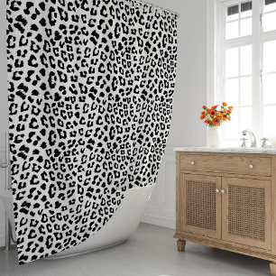 Leopard Print Black and White Duschvorhang