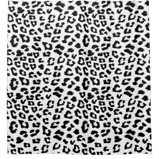 Leopard Print Black and White Duschvorhang (Vorderseite)