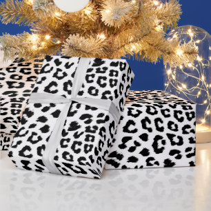 Leopard Print Black and White Geschenkpapier