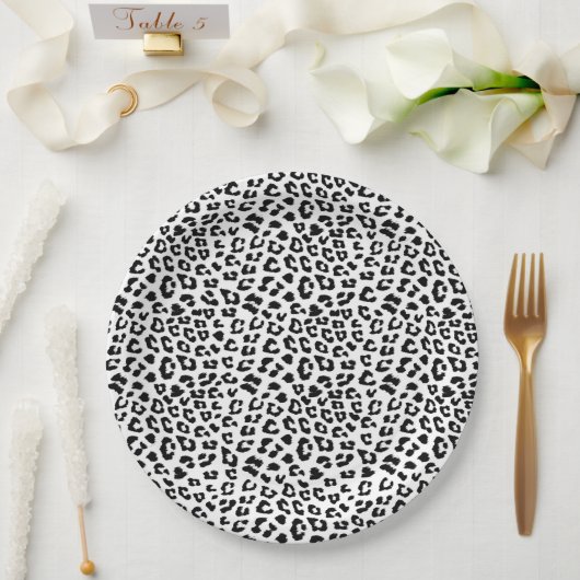 Leopard Print Black and White Pappteller (Hochzeit)
