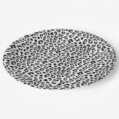Leopard Print Black and White Pappteller (Schrägansicht)