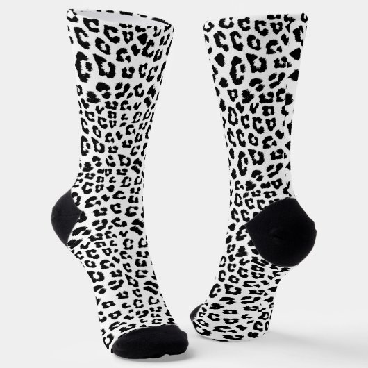 Leopard Print Black and White Socken (Gewinkelt)