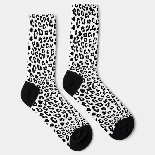 Leopard Print Black and White Socken (Rechts)
