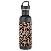 Leopard Print, Black, Brown, Rust und Tan Edelstahlflasche (Vorderseite)