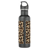 Leopard Print, Black, Brown, Rust und Tan Edelstahlflasche (Rückseite)