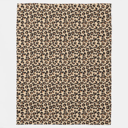 Leopard Print, Black, Brown, Rust und Tan Fleecedecke (Vorderseite)