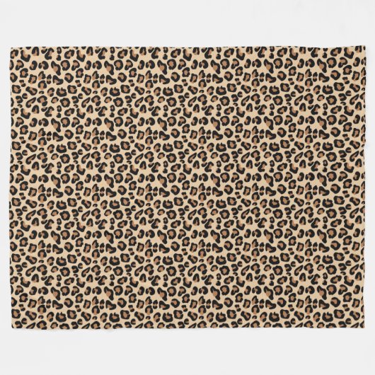 Leopard Print, Black, Brown, Rust und Tan Fleecedecke (Vorderseite (Horizontal))