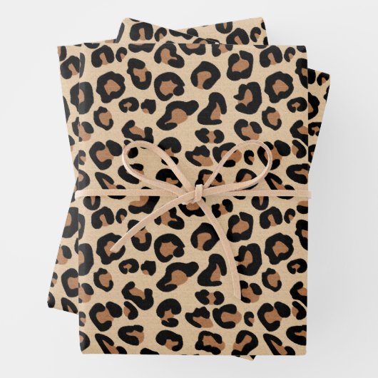 Leopard Print, Black, Brown, Rust und Tan Geschenkpapier Set (Beispiel)