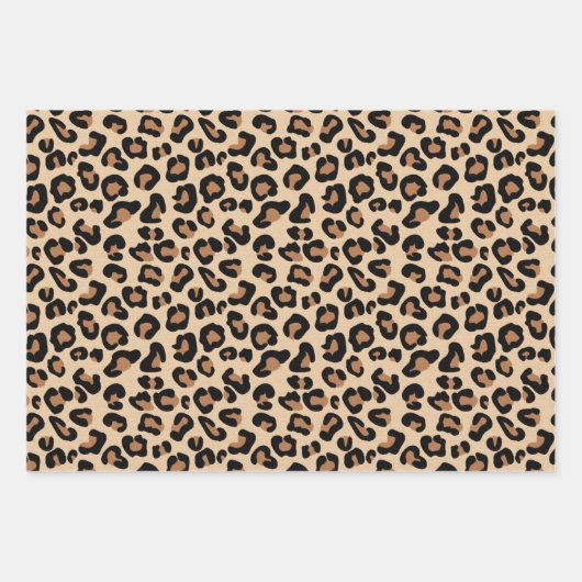 Leopard Print, Black, Brown, Rust und Tan Geschenkpapier Set (Vorderseite)