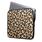 Leopard Print, Black, Brown, Rust und Tan Laptopschutzhülle (Vorderseite Links)