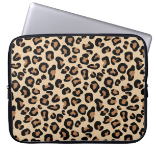 Leopard Print, Black, Brown, Rust und Tan Laptopschutzhülle