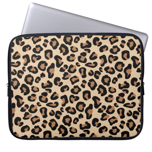 Leopard Print, Black, Brown, Rust und Tan Laptopschutzhülle (Vorderseite)