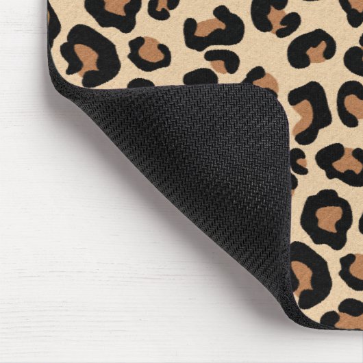 Leopard Print, Black, Brown, Rust und Tan Mousepad (Ecke)