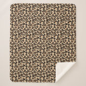 Leopard Print, Black, Brown, Rust und Tan Sherpadecke (Vorderseite)