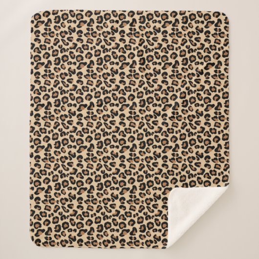Leopard Print, Black, Brown, Rust und Tan Sherpadecke (Vorderseite)