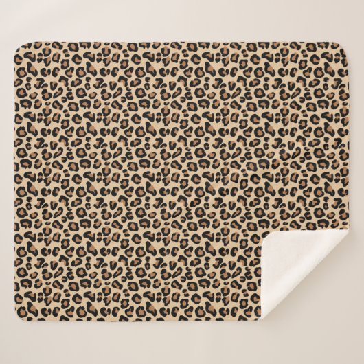 Leopard Print, Black, Brown, Rust und Tan Sherpadecke (Vorderseite (Horizontal))