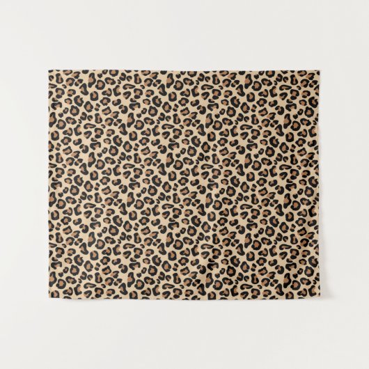 Leopard Print, Black, Brown, Rust und Tan Wandteppich (Vorderseite (Horizontal))