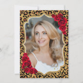 Leopard Print Black Gold Foto 50. Geburtstag Einladung (Rückseite)