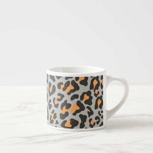Leopard Print Black, Grau, Orange Espressotasse (Rechts)