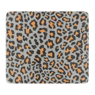 Leopard Print Black, Grau, Orange Schneidebrett