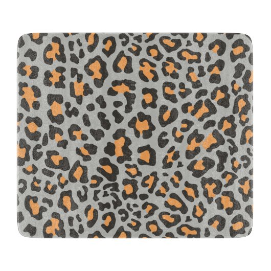 Leopard Print Black, Grau, Orange Schneidebrett (Vorderseite)