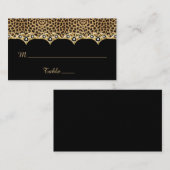 Leopard Print Black mit Gold und Diamanten Platzkarte (Vorne/Hinten)