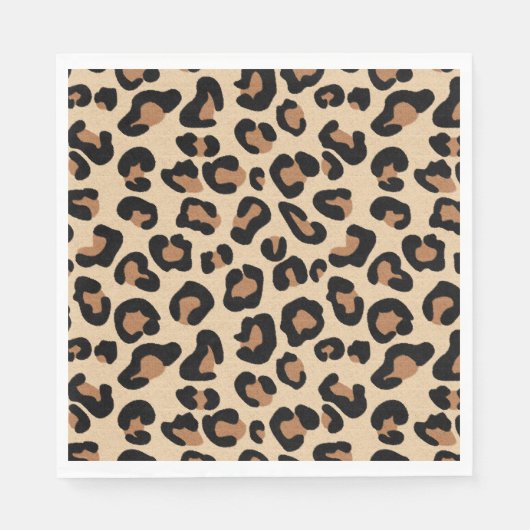 Leopard Print, Black, Rust und Tan Serviette (Vorderseite)