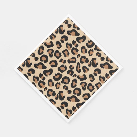 Leopard Print, Black, Rust und Tan Serviette (Ecke)