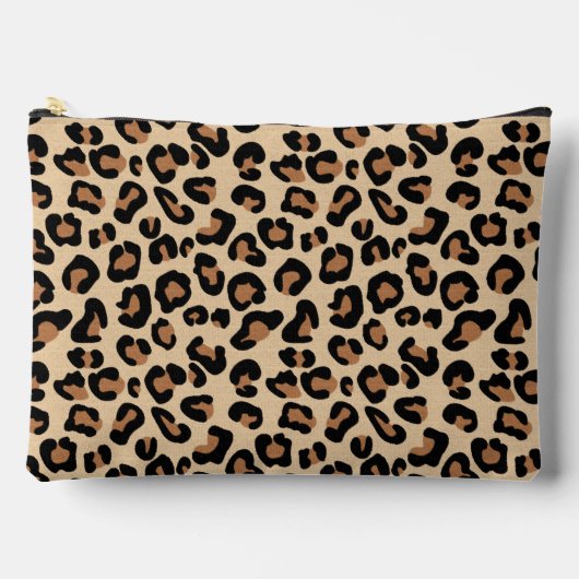 Leopard Print, Black, Rust und Tan Zubehörtasche (Vorderseite)