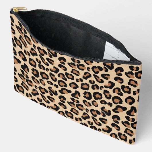 Leopard Print, Black, Rust und Tan Zubehörtasche (Offen)