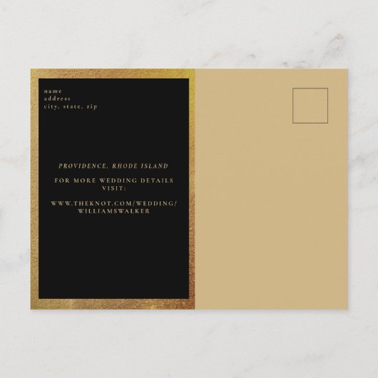 Leopard Print & Black Wedding Speichern Sie das Da Ankündigungspostkarte (Rückseite)