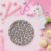 Leopard Print- Blau und Braun Pappteller (Party)