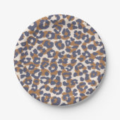 Leopard Print- Blau und Braun Pappteller (Vorderseite)