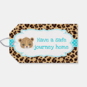 Leopard Print Blue Quatrefolie 'Danke' Tag Geschenkanhänger (Rückseite Horizontal)