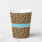 Leopard Print Blue Quatrefolie Geburtstagsparty Pappbecher (Links)