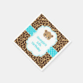 Leopard Print Blue Quatrefolie Geburtstagsparty Serviette (Ecke)