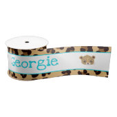Leopard Print Blue Quatrefolie Geschenk Satinband (Spule)