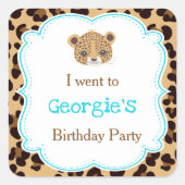 Leopard Print Blue Quatrefolie 'I went to" Quadratischer Aufkleber (Vorderseite)