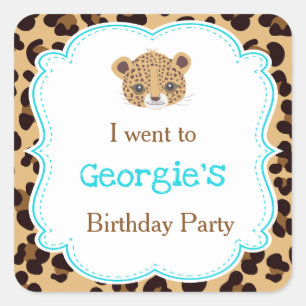 Leopard Print Blue Quatrefolie 'I went to" Quadratischer Aufkleber