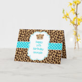 Leopard Print Blue Quatrefolie Karte (Gelbe Blume)