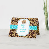Leopard Print Blue Quatrefolie Karte (Vorderseite)