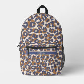 Leopard Print Blue und Brown- Bedruckter Rucksack (Vorderseite)