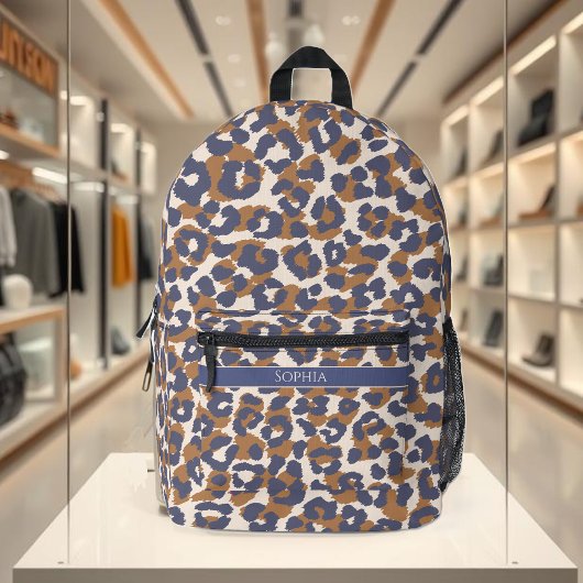 Leopard Print Blue und Brown- Bedruckter Rucksack