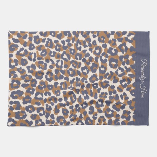 Leopard Print Blue und Brown- Geschirrtuch (Horizontal)