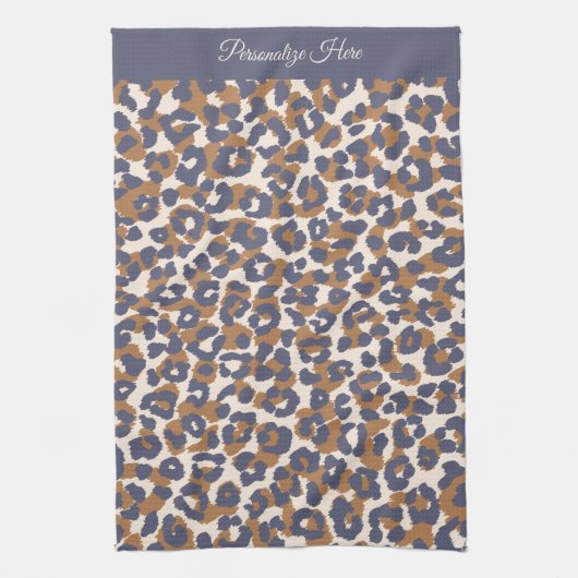 Leopard Print Blue und Brown- Geschirrtuch (Vertikal)