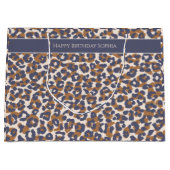 Leopard Print Blue und Brown- Große Geschenktüte (Vorderseite)