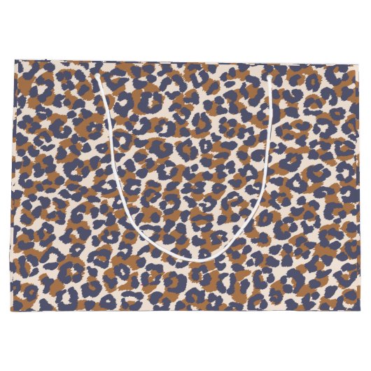 Leopard Print Blue und Brown- Große Geschenktüte (Rückseite)