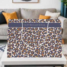 Leopard Print Blue und Brown- Große Geschenktüte