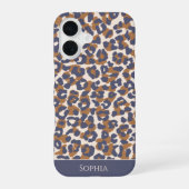 Leopard Print Blue und Brown- iPhone 16 Hülle (Rückseite)