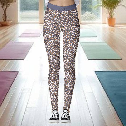 Leopard Print Blue und Brown- Leggings